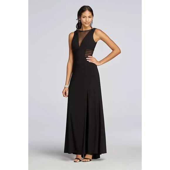 Morgan & Co. Dresses & Skirts - Morgan & Co. Size 3 Jersey Dress Illusion Sheer VNeckline Formal Prom Holiday